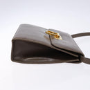 Salvatore Ferragamo Gancini Shoulder Bag Leather Brown Silver Auth 135987-3