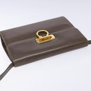 Salvatore Ferragamo Gancini Shoulder Bag Leather Brown Silver Auth 135987-6
