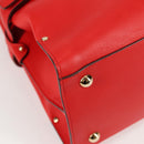 Salvatore Ferragamo Gancini Hand Bag Leather Red Gold Auth 135989V-10