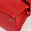 Salvatore Ferragamo Gancini Hand Bag Leather Red Gold Auth 135989V-11