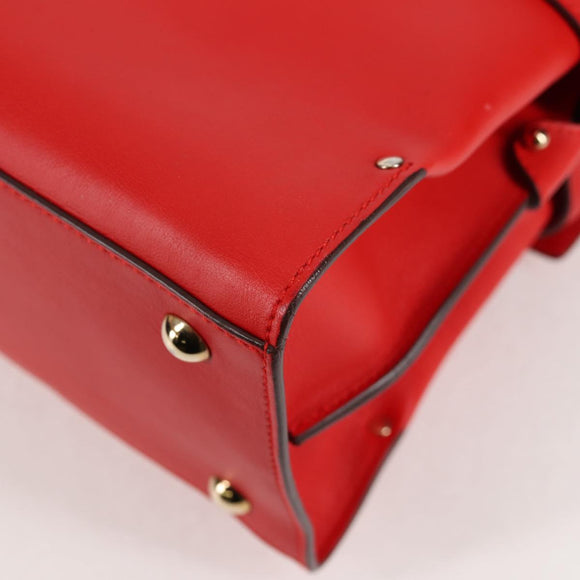 Salvatore Ferragamo Gancini Hand Bag Leather Red Gold Auth 135989V