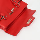 Salvatore Ferragamo Gancini Hand Bag Leather Red Gold Auth 135989V-15