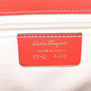Salvatore Ferragamo Gancini Hand Bag Leather Red Gold Auth 135989V-16