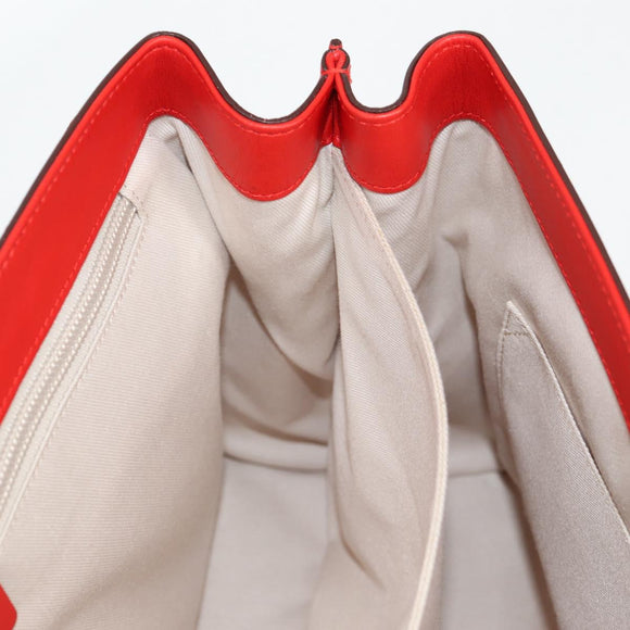 Salvatore Ferragamo Gancini Hand Bag Leather Red Gold Auth 135989V