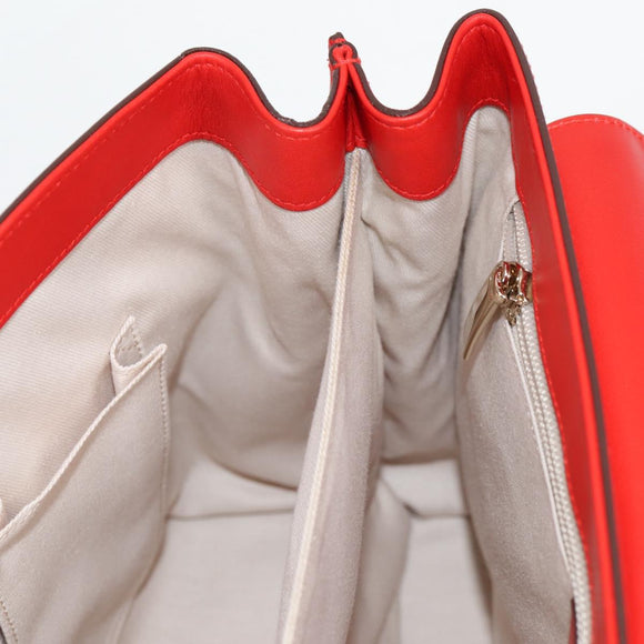 Salvatore Ferragamo Gancini Hand Bag Leather Red Gold Auth 135989V