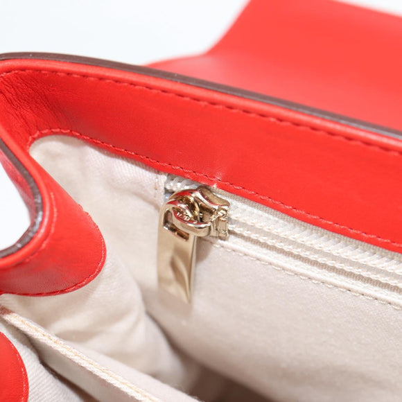 Salvatore Ferragamo Gancini Hand Bag Leather Red Gold Auth 135989V