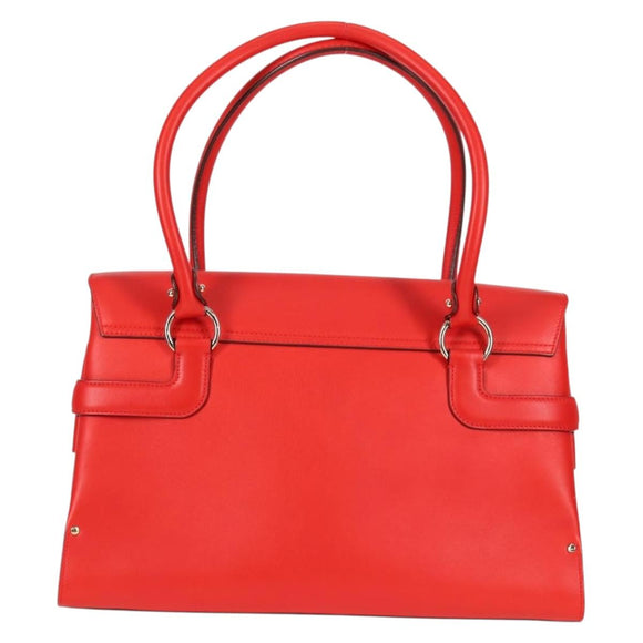 Salvatore Ferragamo Gancini Hand Bag Leather Red Gold Auth 135989V