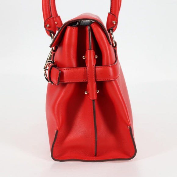 Salvatore Ferragamo Gancini Hand Bag Leather Red Gold Auth 135989V