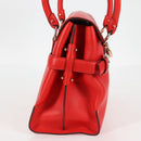 Salvatore Ferragamo Gancini Hand Bag Leather Red Gold Auth 135989V-5