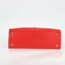 Salvatore Ferragamo Gancini Hand Bag Leather Red Gold Auth 135989V-9