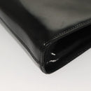 Salvatore Ferragamo Gancini Chain Shoulder Bag Enamel Black Silver Auth 135991-13