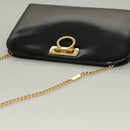 Salvatore Ferragamo Gancini Chain Shoulder Bag Enamel Black Silver Auth 135991-6