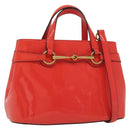 GUCCI Hand Bag Enamel 2way Red Gold 371925 Auth 135992-1