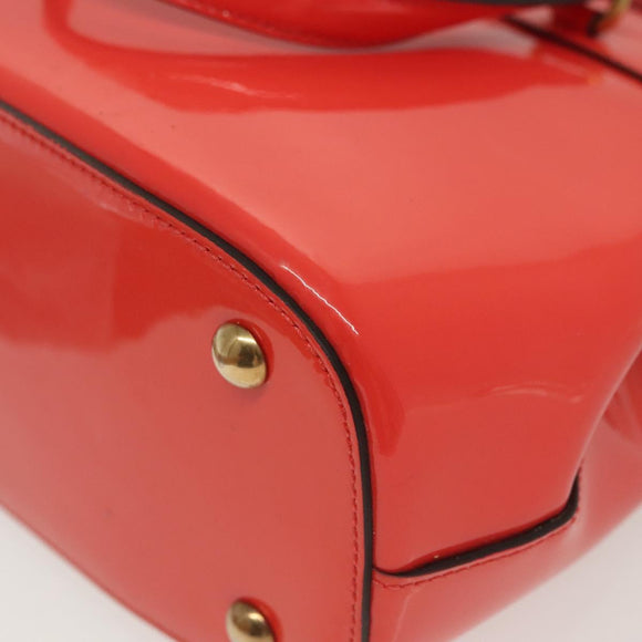 GUCCI Hand Bag Enamel 2way Red Gold 371925 Auth 135992