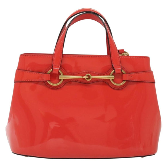 GUCCI Hand Bag Enamel 2way Red Gold 371925 Auth 135992