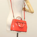 GUCCI Hand Bag Enamel 2way Red Gold 371925 Auth 135992-22
