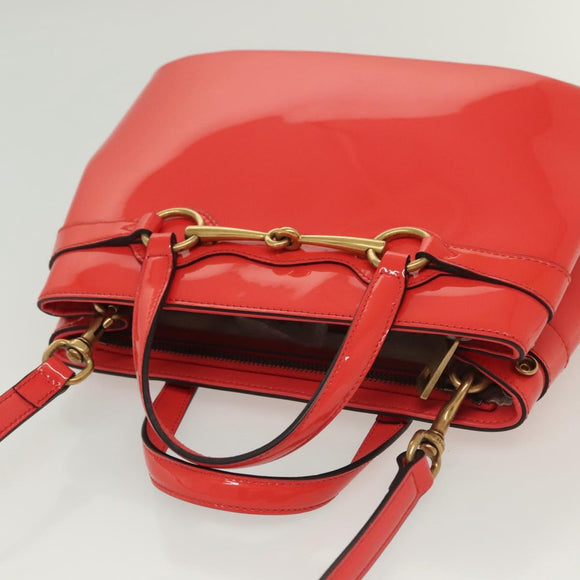 GUCCI Hand Bag Enamel 2way Red Gold 371925 Auth 135992