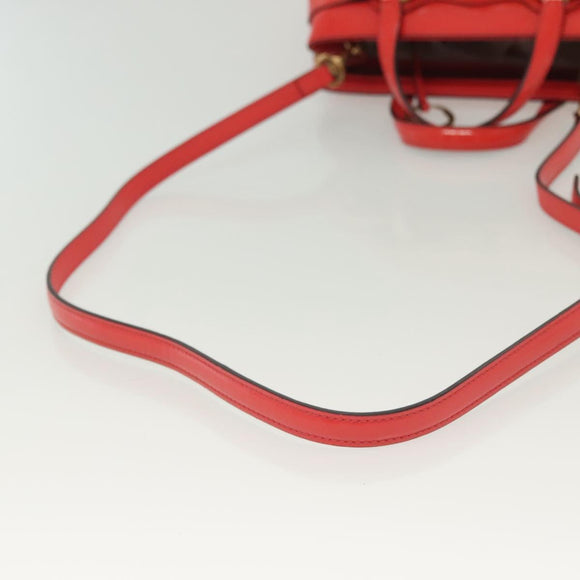 GUCCI Hand Bag Enamel 2way Red Gold 371925 Auth 135992