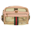 GUCCI Web Sherry Line Shoulder Bag Vinyl Clear Red Green 517350 Auth 135994-13