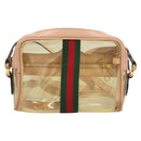 GUCCI Web Sherry Line Shoulder Bag Vinyl Clear Red Green 517350 Auth 135994-2