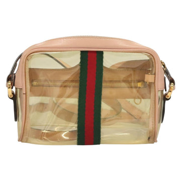 GUCCI Web Sherry Line Shoulder Bag Vinyl Clear Red Green 517350 Auth 135994 - 0