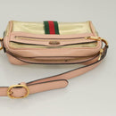 GUCCI Web Sherry Line Shoulder Bag Vinyl Clear Red Green 517350 Auth 135994-6