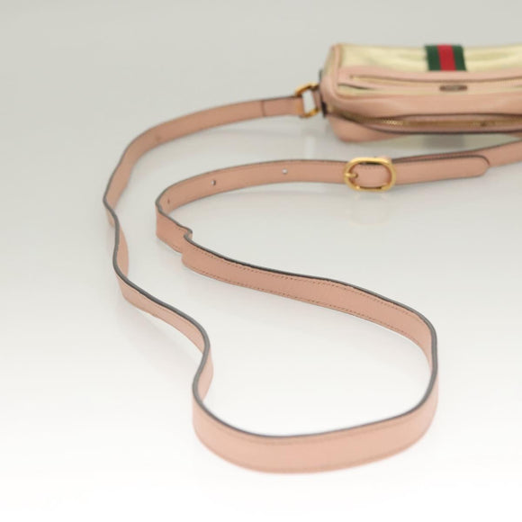 GUCCI Web Sherry Line Shoulder Bag Vinyl Clear Red Green 517350 Auth 135994