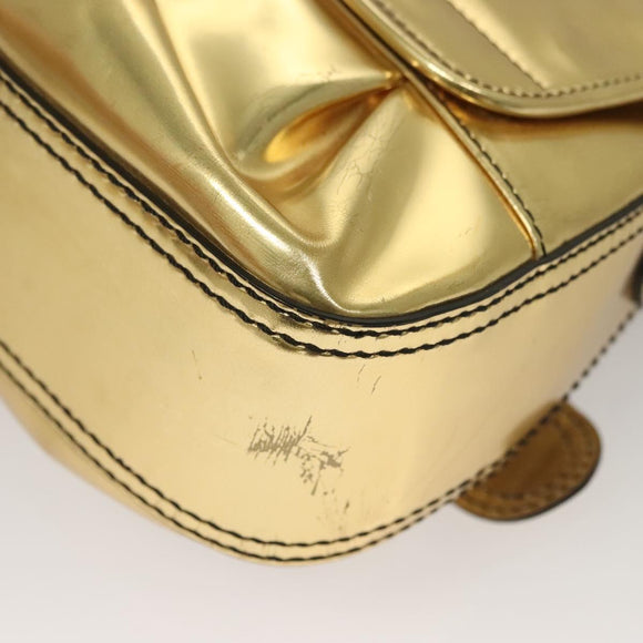 FENDI Chain Shoulder Bag Leather Gold Auth 135997