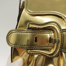 FENDI Chain Shoulder Bag Leather Gold Auth 135997-10