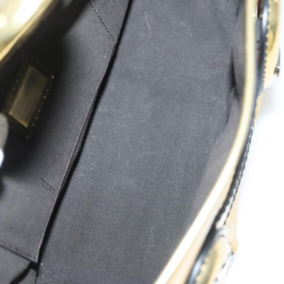 FENDI Chain Shoulder Bag Leather Gold Auth 135997