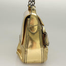 FENDI Chain Shoulder Bag Leather Gold Auth 135997-4
