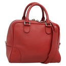 LOEWE Amazona 28 Anagram Hand Bag Leather 2way Red Silver Auth 135998-1