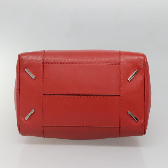 LOEWE Amazona 28 Anagram Hand Bag Leather 2way Red Silver Auth 135998