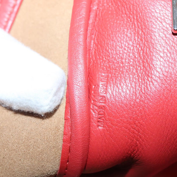 LOEWE Amazona 28 Anagram Hand Bag Leather 2way Red Silver Auth 135998