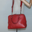 LOEWE Amazona 28 Anagram Hand Bag Leather 2way Red Silver Auth 135998-23