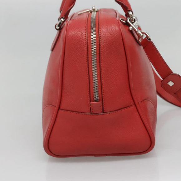 LOEWE Amazona 28 Anagram Hand Bag Leather 2way Red Silver Auth 135998