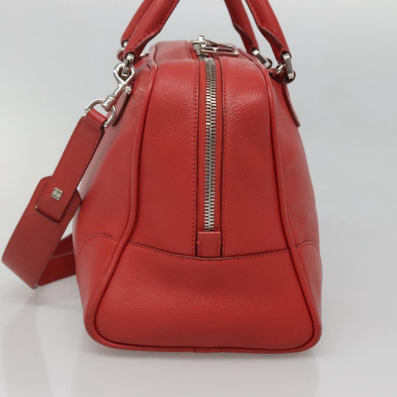 LOEWE Amazona 28 Anagram Hand Bag Leather 2way Red Silver Auth 135998
