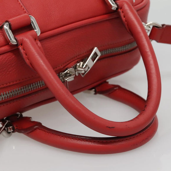 LOEWE Amazona 28 Anagram Hand Bag Leather 2way Red Silver Auth 135998
