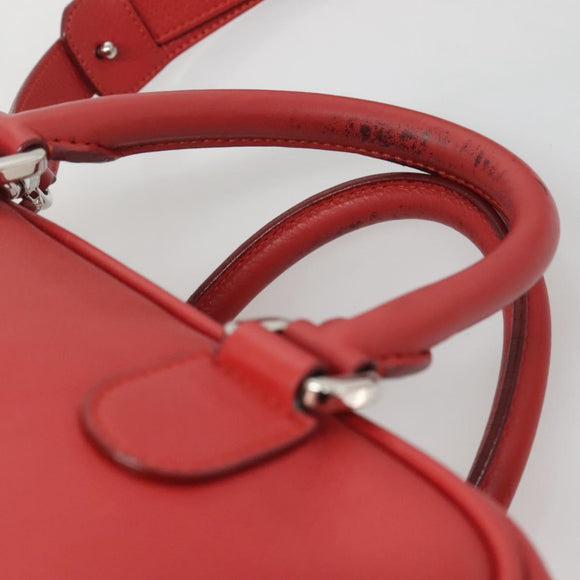 LOEWE Amazona 28 Anagram Hand Bag Leather 2way Red Silver Auth 135998