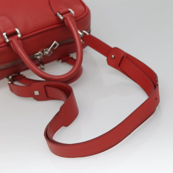 LOEWE Amazona 28 Anagram Hand Bag Leather 2way Red Silver Auth 135998