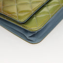CHANEL Matelasse Chain Shoulder Bag Enamel Leather Green CC Auth 135999-15