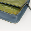 CHANEL Matelasse Chain Shoulder Bag Enamel Leather Green CC Auth 135999-16