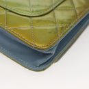 CHANEL Matelasse Chain Shoulder Bag Enamel Leather Green CC Auth 135999-18
