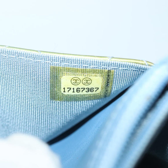 CHANEL Matelasse Chain Shoulder Bag Enamel Leather Green CC Auth 135999