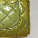 CHANEL Matelasse Chain Shoulder Bag Enamel Leather Green CC Auth 135999-3