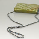 CHANEL Matelasse Chain Shoulder Bag Enamel Leather Green CC Auth 135999-8