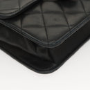 CHANEL Matelasse Chain Shoulder Bag Lamb Skin Black Gold CC Auth 136000-8