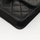 CHANEL Matelasse Chain Shoulder Bag Lamb Skin Black Gold CC Auth 136000-15