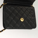 CHANEL Matelasse Chain Shoulder Bag Lamb Skin Black Gold CC Auth 136000-20