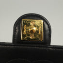 CHANEL Matelasse Chain Shoulder Bag Lamb Skin Black Gold CC Auth 136000-9
